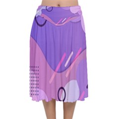 Colorful Labstract Wallpaper Theme Velvet Flared Midi Skirt by Apen