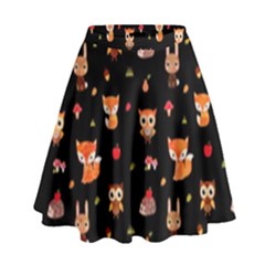 Cool Woodland Animal, Koteto, Scandinavian, Acorn High Waist Skirt by kyorashop23