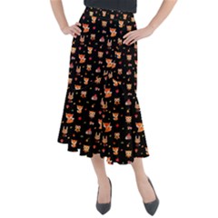 Cool Woodland Animal, Koteto, Scandinavian, Acorn Midi Mermaid Skirt by kyorashop23