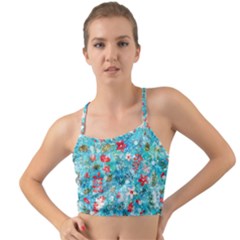 Snowy Winter Foliage, Adoxali, Christmas, Berry, Blue Mini Tank Bikini Top by kyorashop23