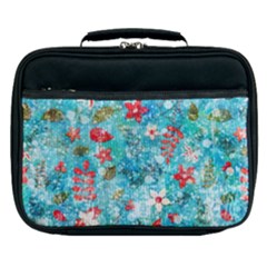 Snowy Winter Foliage, Adoxali, Christmas, Berry, Blue Lunch Bag by kyorashop23