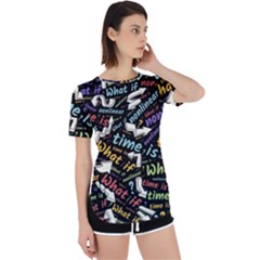 Time Nonlinear Curved Linear Perpetual Short Sleeve T-shirt by Paksenen