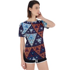 Fractal Triangle Geometric Abstract Pattern Perpetual Short Sleeve T-shirt by Cemarart