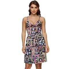 Spanish Gothic Girls Pattern V-neck Pocket Summer Dress  by violetheavensky