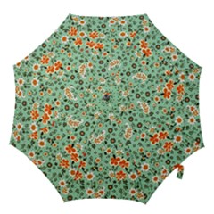 Retro 1960s Flowers Pattern 3 Hook Handle Umbrellas (large) by violetheavensky