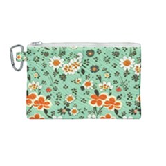 Retro 1960s Flowers Pattern 3 Canvas Cosmetic Bag (medium) by violetheavensky