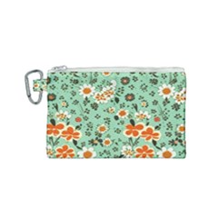 Retro 1960s Flowers Pattern 3 Canvas Cosmetic Bag (small) by violetheavensky