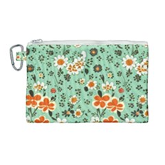 Retro 1960s Flowers Pattern 3 Canvas Cosmetic Bag (large) by violetheavensky