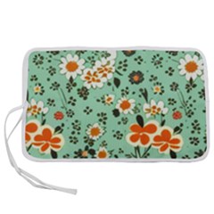 Retro 1960s Flowers Pattern 3 Pen Storage Case (m) by violetheavensky