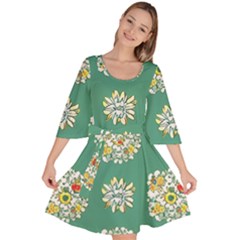 Retro 1960s Flowers Pattern 2 Velour Kimono Dress by violetheavensky