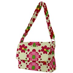 Retro 1960s Flowers Pattern 4 Full Print Messenger Bag (l) by violetheavensky