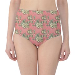 Retro 1880s Flowers Pattern 12 Classic High-waist Bikini Bottoms by violetheavensky