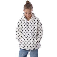 Fly Phot Motif Seamless Black And White Pattern Kids  Oversized Hoodie by dflcprintsclothing