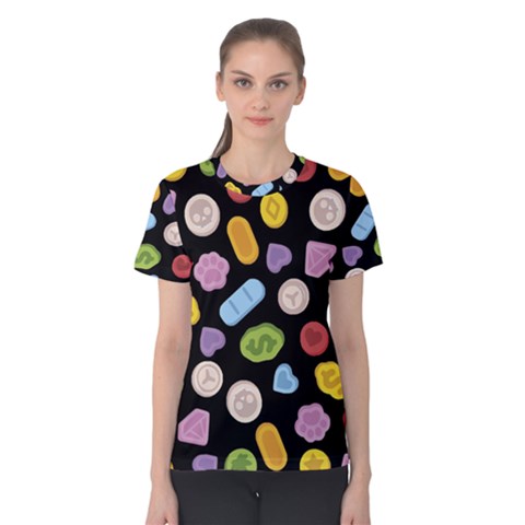 Ecstasy Pills Pattern Women s Cotton T-shirt by Valentinaart