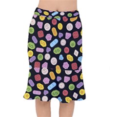 Ecstasy Pills Pattern Short Mermaid Skirt by Valentinaart