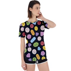 Ecstasy Pills Pattern Perpetual Short Sleeve T-shirt by Valentinaart