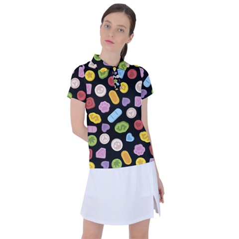 Ecstasy Pills Pattern Women s Polo T-shirt by Valentinaart