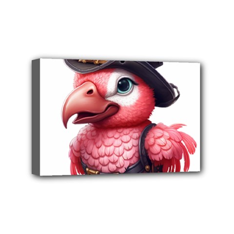 Kawaii Pink Parrot Pirate Mini Canvas 6  X 4  (stretched) by KawaiiArtStyle