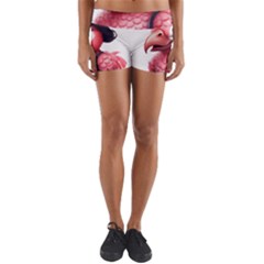 Kawaii Pink Parrot Pirate Yoga Shorts by KawaiiArtStyle
