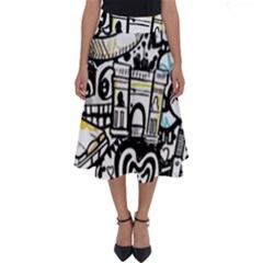 New York City Nyc Broadway Doodle Art Perfect Length Midi Skirt by Grandong