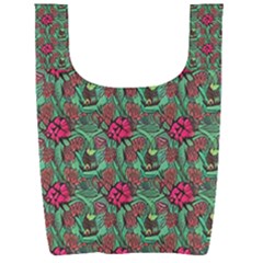 Retro 1880s Flowers Pattern 3 Foldable Shopping Bag by violetheavensky