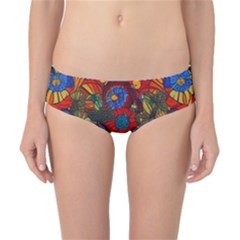 Mid Century Retro Floral 1970s 1960s Pattern 69 Classic Bikini Bottoms by violetheavensky