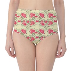 Retro 1880s Flowers Pattern 18 Classic High-waist Bikini Bottoms by violetheavensky