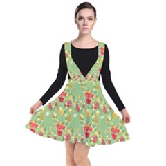 Retro 1880s Flowers Pattern 17 Plunge Pinafore Dress by violetheavensky