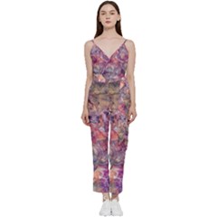 Pour With Cat V-neck Camisole Jumpsuit by kaleidomarblingart