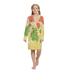 Citrus Fruit Healthy Vitamin Kids  Long Sleeve Velvet Lounge Robe by Paksenen