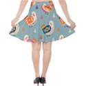 Cute Bird Pattern Velvet High Waist Skirt View2