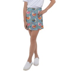 Cute Bird Pattern Kids  Tennis Skirt by designsbymallika