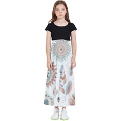 Pastel-boho-pattern Kids  Flared Maxi Skirt by designsbymallika