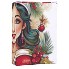 Young Woman With Santa Claus Clothes Isolated Illustration Wb Playing Cards Single Design (rectangle) With Custom Box by dflcprintsclothing
