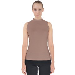 Mocha Mousse Hex Code #a47864 Mock Neck Shell Top by dressshop