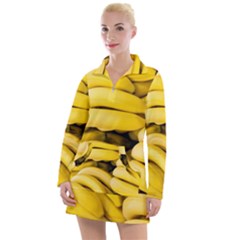 Bananas, Macro, Fruits, Ripe Bananas Women s Long Sleeve Casual Dress by kyorashop23