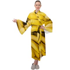 Bananas, Macro, Fruits, Ripe Bananas Maxi Velvet Kimono by kyorashop23