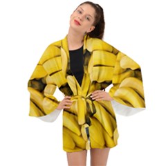 Bananas, Macro, Fruits, Ripe Bananas Long Sleeve Kimono by kyorashop23