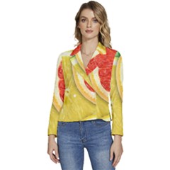 Fruit, Lemon Women s Long Sleeve Revers Collar Cropped Jacket by kyorashop23