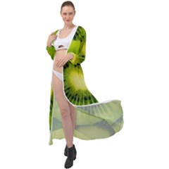 Kiwi Fruits, Close-up, Exotic Fruit Maxi Chiffon Beach Wrap by kyorashop23