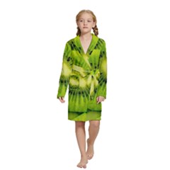 Kiwi Fruits, Close-up, Exotic Fruit Kids  Long Sleeve Velvet Lounge Robe by kyorashop23