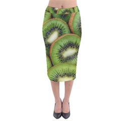 Kiwi Texture, Background With Kiwi, Fruits, Kiwi Velvet Midi Pencil Skirt by kyorashop23