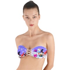 Let s Have Fun With Snowmen Twist Bandeau Bikini Top by kyorashop23