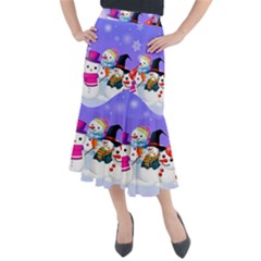 Let s Have Fun With Snowmen Midi Mermaid Skirt by kyorashop23