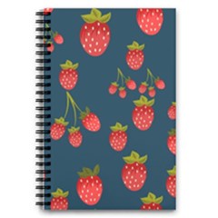 Strawberry Texture, Blue Background With Strawberries 5 5  X 8 5  Notebook by kyorashop23