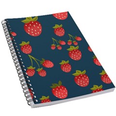 Strawberry Texture, Blue Background With Strawberries 5 5  X 8 5  Notebook by kyorashop23