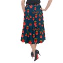 Strawberry Texture, Blue Background With Strawberries Midi Mermaid Skirt View2