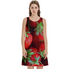 Strawberry, Berries, Fresh, Red Round Neck Sleeve Casual Dress With Pockets by kyorashop23