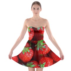 Strawberry, Berries, Fresh, Red Strapless Bra Top Dress by kyorashop23