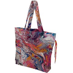 Abstract Flames Drawstring Tote Bag by kaleidomarblingart